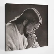 Ikony i obrazy sakralne - Jezus Modlitwa czarno biały - obraz polycanvas, 60x60 - miniaturka - grafika 1
