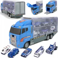 Samochody i pojazdy dla dzieci - AMPQ Transporter ciężarówka tir laweta 6 szt. pojazdów policyjnych Bezpieczne zakupy! Szybka wysyłka! oryginalne, zaplombowane pudełko! - miniaturka - grafika 1