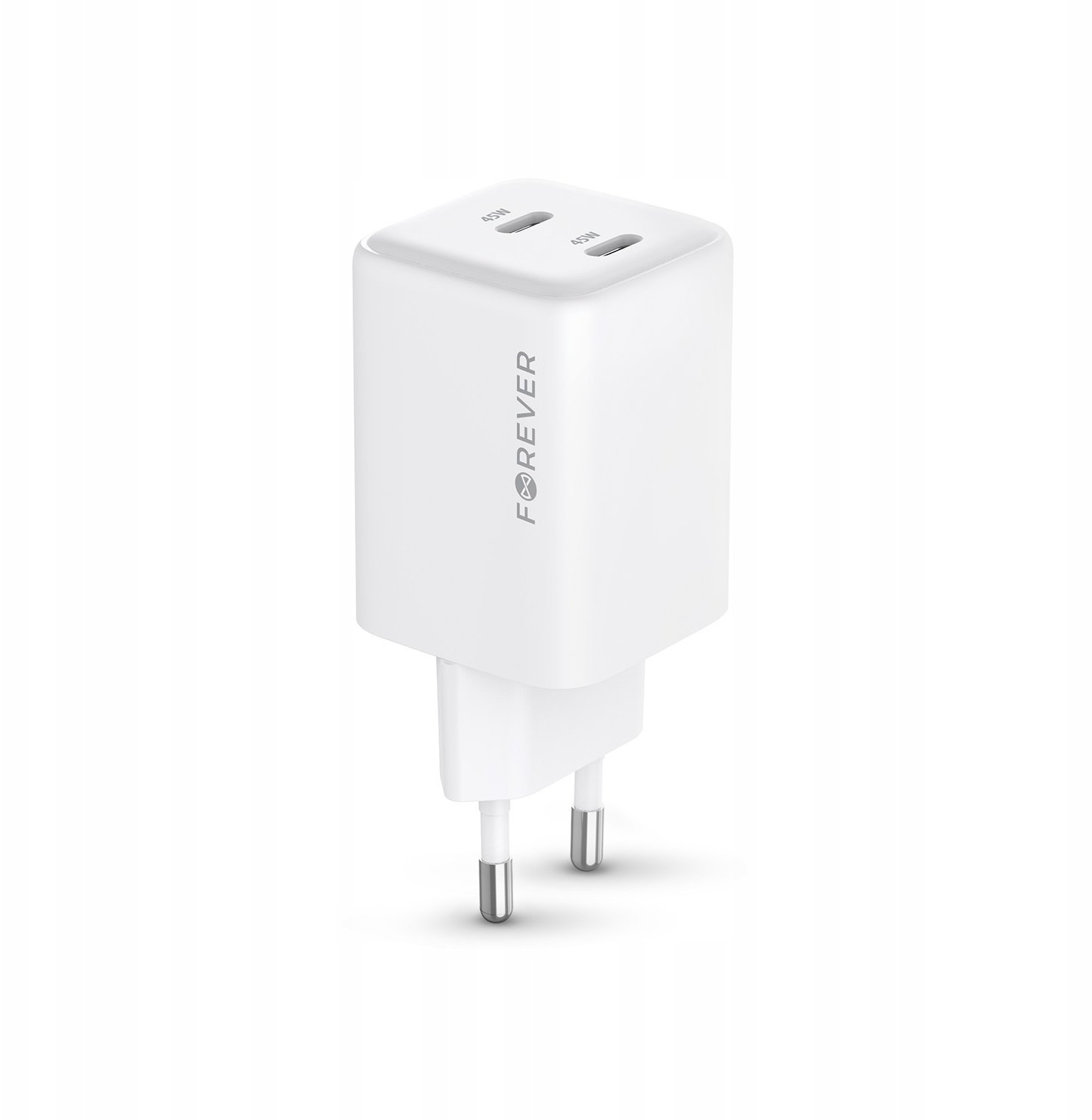 TF1 Ładowarka TelForceOne Forever ładowarka sieciowa GaN PD TC-08-45CC 2x USB-C 45W biała