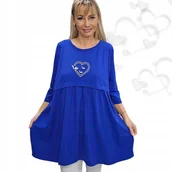 Bluzki damskie - TUNIKA BLUZKA SERCE BAWEŁNA sukienka luźne biodra wygodna 54 56 7XL 3096 - miniaturka - grafika 1