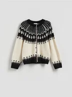 Swetry damskie - Reserved - Wzorzysty kardigan - wielobarwny - miniaturka - grafika 1