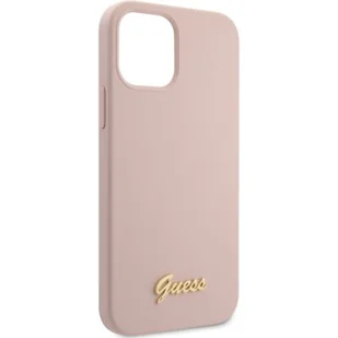 Guess Silicone Script - Etui na iPhone 12 / iPhone 12 Pro różowy GUHCP12MLSLMGLP - Etui i futerały do telefonów - miniaturka - grafika 1