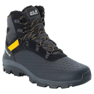 Buty trekkingowe męskie - Jack Wolfskin Buty zimowe męskie SNOWCRAWLER TEXAPORE MID M Black / Burly Yellow - grafika 1