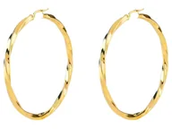 Kolczyki - Kolczyki GUESS duże pozłacane skręcane koła angielskie TORCHON SUPER LIGHT HOOPS 70mm - miniaturka - grafika 1