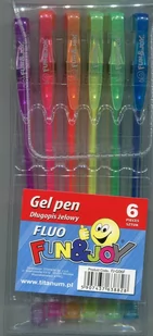 Titanum Długopis żelowy Fun &amp Joy fluo 6 kolorów - Długopisy - miniaturka - grafika 1