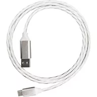 Listwy zasilające - Kabel USB - USB-C PLATINET 1m 2A LED biały (45740) - miniaturka - grafika 1