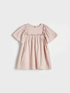 Sukienki i spódniczki dla dziewczynek - Reserved - Muślinowa sukienka z haftem - brudny róż - grafika 1
