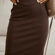 Spódnice - TEMU Damska Spódnica Ołówkowa z Wysokim Stanem - Dopasowana Sukienka Biurowa i Wieczorowa, Elastyczny Pas, Średnia Długość, Zimowa Spódnica (Pranie w - miniaturka - grafika 1