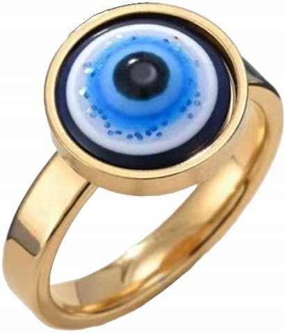Złoty Pierścionek z Okiem Proroka Tureckie Oko Proroka Stal Szlachetna