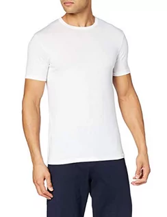 Koszulki męskie - Calida Męski T-shirt Evolution z bawełny, podkoszulek z płaskim szwem, biały, 52/54 PL - grafika 1