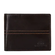 Portfele - Męski portfel ze skóry naturalnej z przeszyciem na środku brązowy - miniaturka - grafika 1