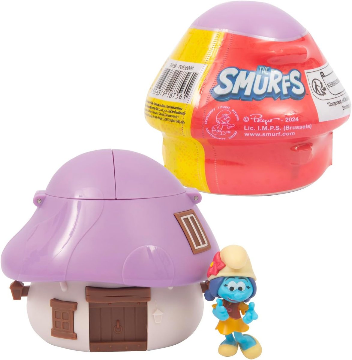 SMERFETKA I JEJ FIOLETOWY DOMEK SMERFY DOM SMERFÓW FIGURKA WIOSKA GARGAMEL