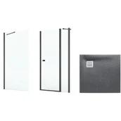 Kabiny prysznicowe - Zestaw Roca Capital kabina prysznicowa 90x90 cm kwadratowa MaxiClean z brodzikiem Terran  szary łupek (AM4609016M, AM4409016M, ... - miniaturka - grafika 1