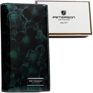 Portfel Damski Skórzany Peterson Lakierowany Długi Z Suwakiem Na Zewnątrz RFID PTN-PS1431 ZIELONY 19,5 x 10 x 3,5 [cm] - Portfele - miniaturka - grafika 1