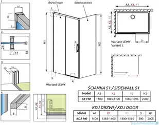 Radaway Idea White Kdj kabina 140x110cm lewa szkło przejrzyste 387044-04-01L/387053-04-01R - Kabiny prysznicowe - miniaturka - grafika 2