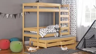 Łóżka dla dzieci i młodzieży - Łóżko piętrowe, WNM Group, Trimi T1, 2 Szuflady, Dostawka, Bezbarwny, 147x77 cm - miniaturka - grafika 1