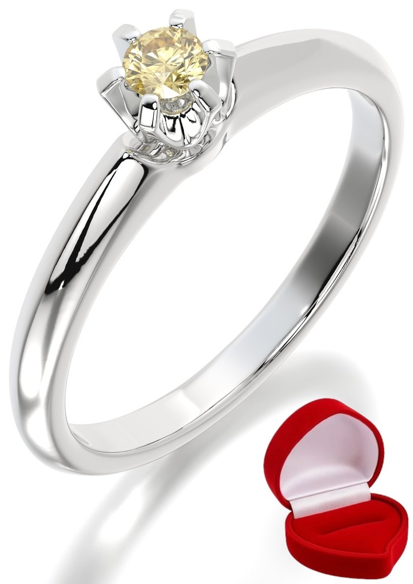 ZŁOTY PIERŚCIONEK ZARĘCZYNOWY 585 14k SZAFIR 0,09 ct BIAŁE ZŁOTO R15