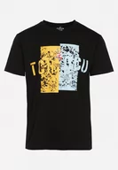 Koszulki męskie - Czarna Bawełniana Koszulka T-Shirt z Krótkim Rękawem i Ozdobnym Nadrukiem Branessa - miniaturka - grafika 1