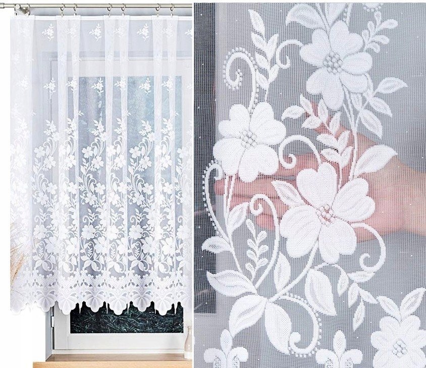 Ludwika firana żakardowa wzór 023092, 200x140cm prosta (gotowa) z obszyciem