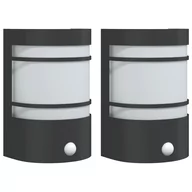 Lampy ogrodowe - vidaXL Kinkiety zewnętrzne z czujnikiem ruchu, 2 szt., czarne, stal - miniaturka - grafika 1