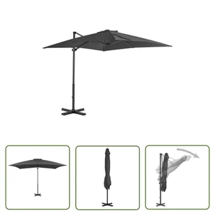 The Living Store Parasol wiszący z aluminiowym słupkiem - 250x250 cm - antracytowy - Parasol Wiszący - Parasole ogrodowe - miniaturka - grafika 1