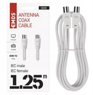 Kable komputerowe i do monitorów - Kabel Poynting Kabel antenowy koaksjalny 1.25m coax.male - female biały EMOS S30100 - miniaturka - grafika 1