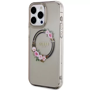 Guess GUHMP15XHFWFCK iPhone 15 Pro Max 6.7" czarny/black hardcase IML Flowers Wreatch MagSafe - Etui i futerały do telefonów - miniaturka - grafika 2