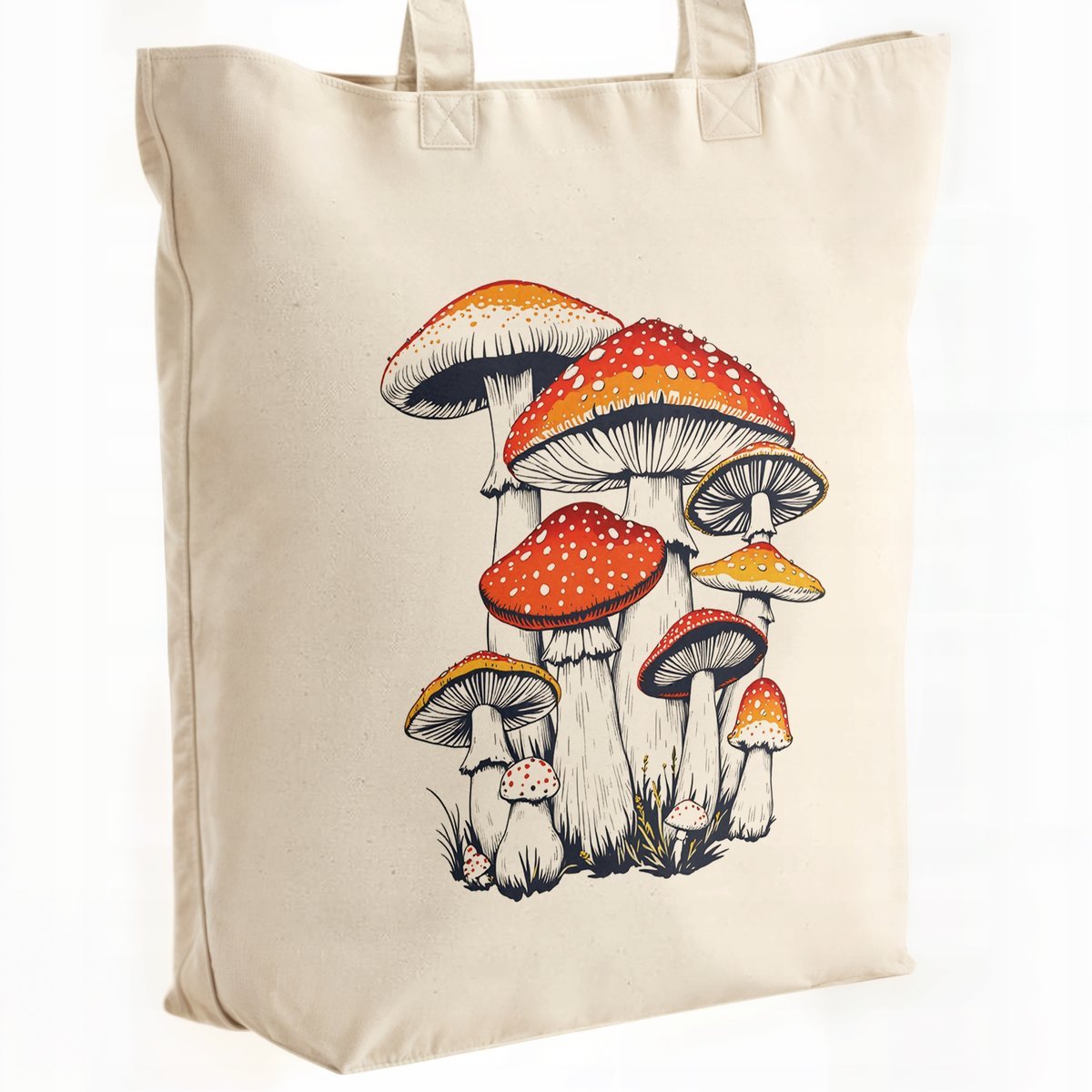 Torba bawełniana premium na zakupy Grzyby Muchomory Botaniczny Wzór