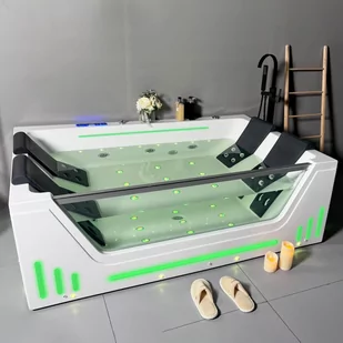 Aquaholm Wanna z hydromasażem PREMIUM LINE A9008 180cm x 120cm x 58cm BLUETOOTH, PODGRZEWACZ WODY, WODOSPAD, USB, PILOT - Wanny z hydromasażem - miniaturka - grafika 1