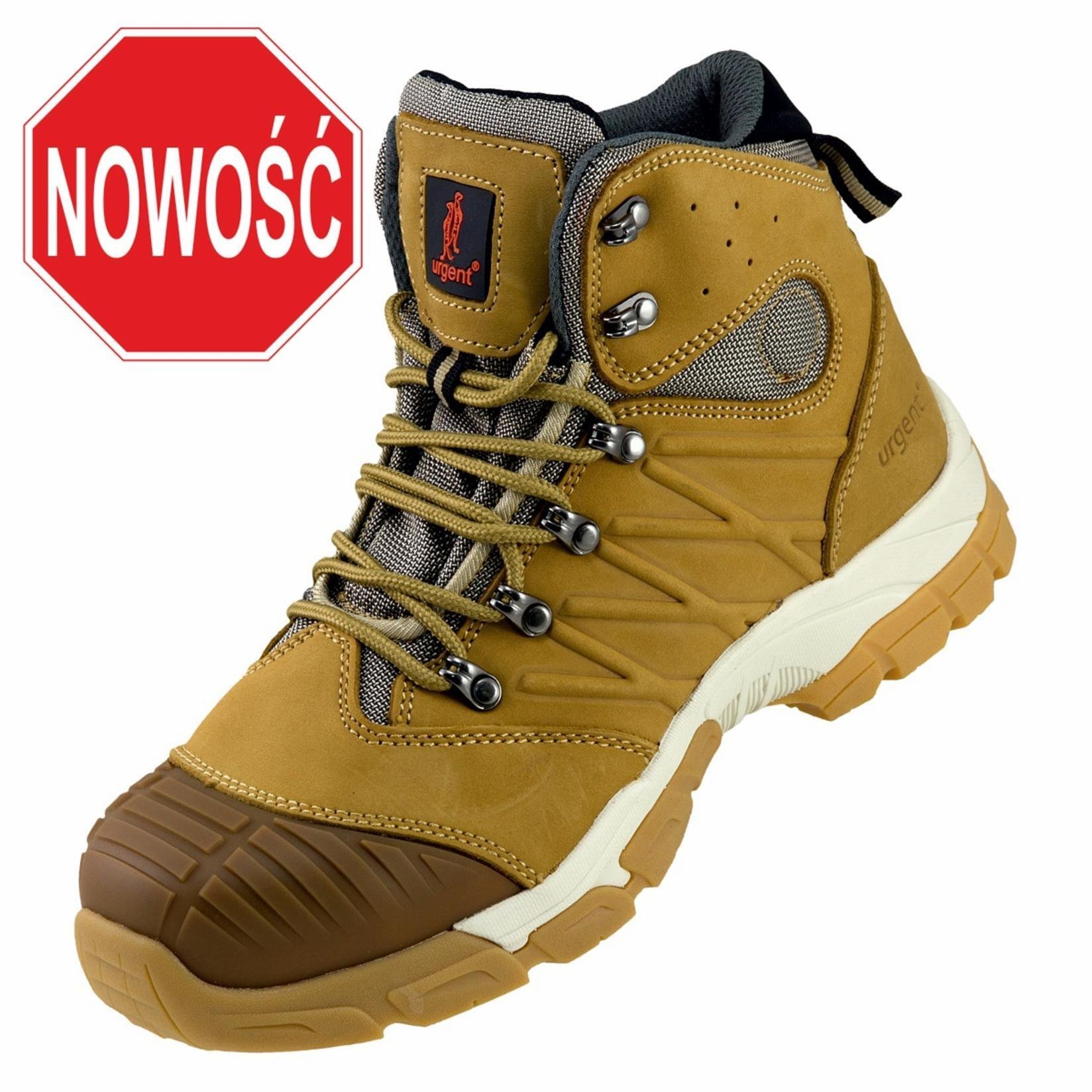 URG-135 S3 - Trzewiki z wysokiej jakości skóry nubukowej bezpieczne z kompozytowym podnoskiem właściwości antyelektrostatyczne absorpcja energii w pięcie odporne na przebicie 44