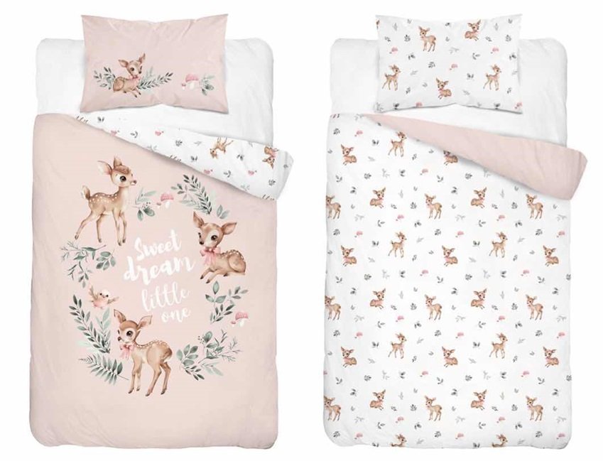 Pościel bawełniana do łóżeczka 100x135 5511b sarenki