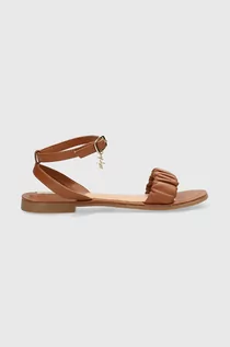 Sandały damskie - Mexx sandały skórzane Sandal Julia damskie kolor brązowy - grafika 1