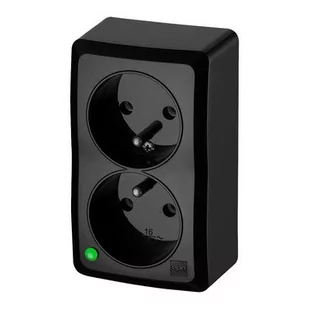 Berg gniazdo podwójne natynkowe czarne - Gniazdka elektryczne - miniaturka - grafika 1