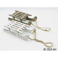 Ozdoby bożonarodzeniowe - Zawieszka sanki białe/brązowe - miniaturka - grafika 1