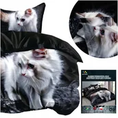 Pościel - Pościel 140x200 2 części komplet poszewka 70x80 mikrofibra 3D Andreas kot - miniaturka - grafika 1