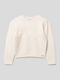 Swetry dla dziewczynek - Sweter z dzianiny z kwiatowym wzorem - grafika 1
