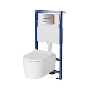 Cersanit Tech Line Opti Set B648 Zestaw Toaleta WC bez kołnierza + deska wolnoopadająca + stelaż podtynkowy WC + przycisk spłukujący WC S701-672 - Stelaże i zestawy podtynkowe do WC - miniaturka - grafika 1