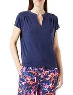 Bluzki damskie - Gerry Weber Damska miękka bluzka z falbankami, nacięte ramiona, krótki rękaw, koszulka z rękawem 1/2, jednokolorowa, niebieski (Blueberry), 36 - miniaturka - grafika 1