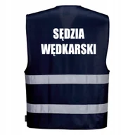 Odzież robocza - Kamizelka odblaskowa PORTWEST L/XL- granatowa z nadrukiem SĘDZIA WĘDKARSKI - miniaturka - grafika 1