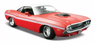 Maisto Dodge Challenger R/T Coupé '70: nadania modelu samochodu 1: 24, drzwi i maski silnika do otwierania, gotowy model, 20 cm, czerwony (531263) - Kolekcjonerskie modele pojazdów - miniaturka - grafika 2