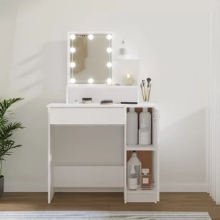 Lumarko Toaletka z oświetleniem LED, biała, 86,5x35x136 cm - Toaletki - miniaturka - grafika 1