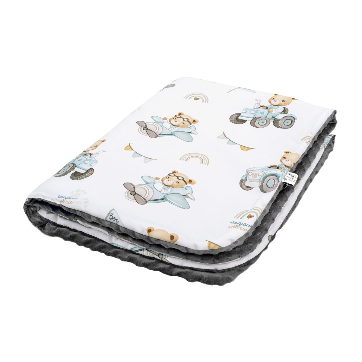 Kocyk Średniaka Light Traktory bawełna - minky 75x100 cm