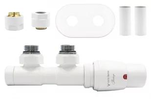 Zawór termostatyczny 50mm TWINS biały mat prawy Cu All in One - Zawory i kraniki - miniaturka - grafika 1