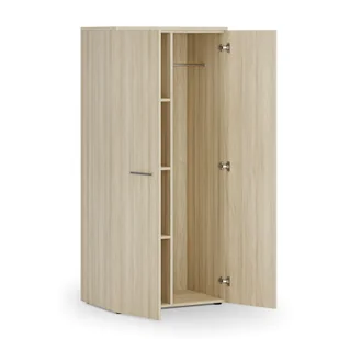Szafa ubraniowa biurowa PRIMO WOOD, 3 półki, drążek do szafy, 1781 x 800 x 500 mm, dąb naturalny - Szafy biurowe - miniaturka - grafika 1