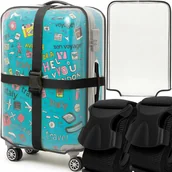 Akcesoria podróżnicze - POKROWIEC OCHRONNY + 2X PAS ZABEZPIECZAJĄCY NA WALIZKĘ DO WALIZKI BAGAŻU - miniaturka - grafika 1