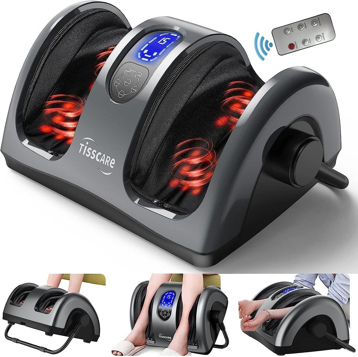 TISSCARE Shiatsu masażer stóp nóg z ogrzewaniem – głęboki masaż ugniatanie