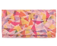 Portfele - Duży portfel damski, kolorowy, trójkąty, ochrona RFID, skórzany - miniaturka - grafika 1