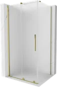 Kabiny prysznicowe - Mexen Velar kabina prysznicowa rozsuwana 90x80 cm, szron, złota - 871-090-080-31-50 - miniaturka - grafika 1
