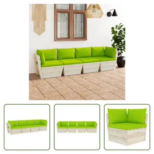 The Living Store sofa ogrodowa z palet 4-osobowa z poduszkami drewno świerkowe - Sofy ogrodowe - miniaturka - grafika 1