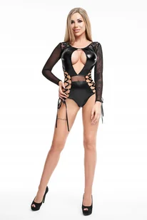 Bielizna Damska Czarne Body Vinyl Wetlook Lack L - Odzież ciążowa - miniaturka - grafika 1